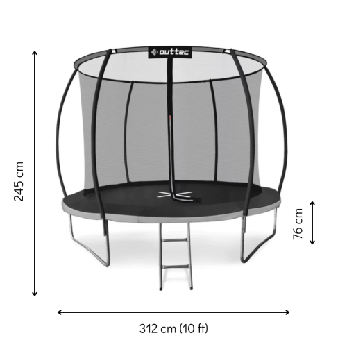 Батут  Outtec Premium 10ft (312cm) чорно-сірий з внутрішньою сіткою - фото №2